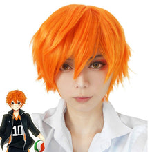 Load image into Gallery viewer, Haikyuu!! Hinata Syouyou Short Orange F Layered Cosplay Wigs Heat Resistant Synthetic Hair Anime Wig + Wig Cap
