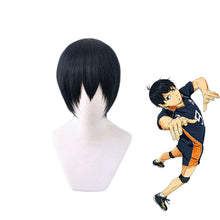 Load image into Gallery viewer, Haikyuu!! Kageyama Tobio Black Blue Short Wig Cosplay Costume Heat Resistant Synthetic Hair Haikiyu Karasuno Men Women Wigs
