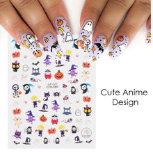 Load image into Gallery viewer, Halloween Anime Nails Stickers Terror Gothic Style Skull Black Snake Decals 3D New Year Sliders Manicure Decorations LECA725-732
