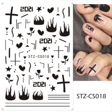 Load image into Gallery viewer, Halloween Anime Nails Stickers Terror Gothic Style Skull Black Snake Decals 3D New Year Sliders Manicure Decorations LECA725-732
