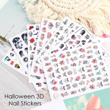 Load image into Gallery viewer, Halloween Anime Nails Stickers Terror Gothic Style Skull Black Snake Decals 3D New Year Sliders Manicure Decorations LECA725-732
