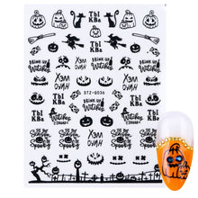 Load image into Gallery viewer, Halloween Anime Nails Stickers Terror Gothic Style Skull Black Snake Decals 3D New Year Sliders Manicure Decorations LECA725-732
