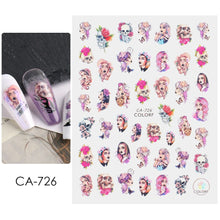 Load image into Gallery viewer, Halloween Anime Nails Stickers Terror Gothic Style Skull Black Snake Decals 3D New Year Sliders Manicure Decorations LECA725-732
