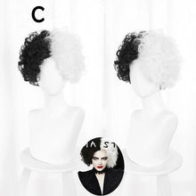 Load image into Gallery viewer, Halloween Cosplay Cruella De Vil Kuila Half Black Half A Hundred Small Short Curly Cos Wig Wig Caps for Making Wigs Danganronpa
