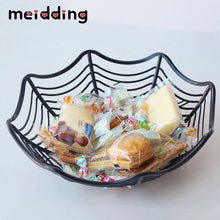 Load image into Gallery viewer, Halloween Decoration Black Spider Web Bowl Fruit Plate Candy Biscuit Package Basket Bowl Trick or Treat Halloween Party Supplies
