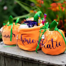 Load image into Gallery viewer, 2pcs Halloween Fluwelen Snoep Gift Pompoen Verpakking Zak Met String Cookies Opbergtas Festival Decoratie Voor Kids Gift
