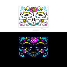 Load image into Gallery viewer, Halloween Funny Fluorescence Stickers Creative Horror Temporary Makeup Dance Death Spirit Face Tattoo Stickers Masquerade Mask
