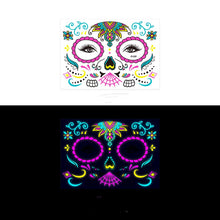 Load image into Gallery viewer, Halloween Funny Fluorescence Stickers Creative Horror Temporary Makeup Dance Death Spirit Face Tattoo Stickers Masquerade Mask
