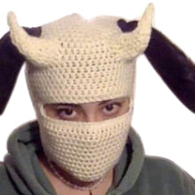 Load image into Gallery viewer, Halloween Funny Horns  Creative Knitted Hat Beanies Warm Full Face Cover Ski Mask Hat Windproof Balaclava Hat for Outdoor Sport
