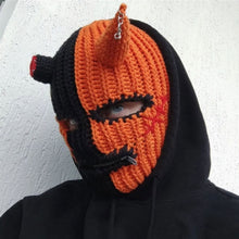 Load image into Gallery viewer, Halloween Funny Horns  Creative Knitted Hat Beanies Warm Full Face Cover Ski Mask Hat Windproof Balaclava Hat for Outdoor Sport
