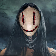 Load image into Gallery viewer, Halloween Horror Bloody Smiley Mask Fancy Dress Party Suture Ghost Latex Mask Helmet Halloween Scary Tricky Costume Cosplay Prop
