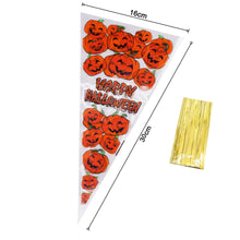 Load image into Gallery viewer, 100pcs Halloween Cone Bags Triangle Candy Bags Halloween Party Festival Gift Favors Bags
