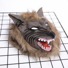 Load image into Gallery viewer, Halloween Latex Rubber Wolf Head Hair Mask Werewolf Gloves Costume Party Scary Decor Masquerade Props
