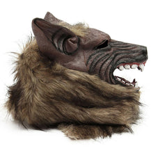Load image into Gallery viewer, Halloween Latex Rubber Wolf Head Hair Mask Werewolf Gloves Costume Party Scary Decor
