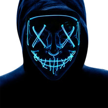 Load image into Gallery viewer, Halloween Mask Light Up Hacker Purge Mask Scary LED Mask for Cosplay Costumes Festival Carnival Party Gifts for Kids Men Women
