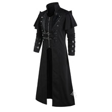 Load image into Gallery viewer, Halloween Medieval Steampunk Assassin Elves Pirate Costume For Adult Black Vintage Long Split Jacket Gothic Armor Leather Coats
