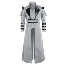 Load image into Gallery viewer, Halloween Medieval Steampunk Assassin Elves Pirate Costume For Adult Black Vintage Long Split Jacket Gothic Armor Leather Coats
