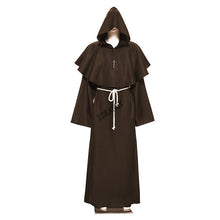 Load image into Gallery viewer, Halloween Medieval Hooded Robe plague doctor costume mask hat for men Monk Cosplay Steampunk Priest horror Wizard Cloak Cape

