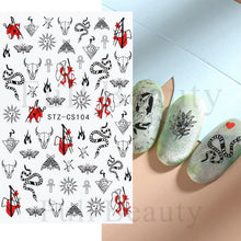 Load image into Gallery viewer, Halloween Nail Art Sticker Skull Bone Clown Pumpkin Sliders Snake Anime Cartoon Spider Decals Manicure Decor SASTZCS050-057
