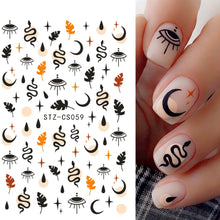 Load image into Gallery viewer, Halloween Nail Art Sticker Skull Bone Clown Pumpkin Sliders Snake Anime Cartoon Spider Decals Manicure Decor SASTZCS050-057
