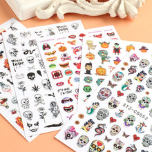 Load image into Gallery viewer, Halloween Nail Art Sticker Skull Bone Clown Pumpkin Sliders Snake Anime Cartoon Spider Decals Manicure Decor SASTZCS050-057
