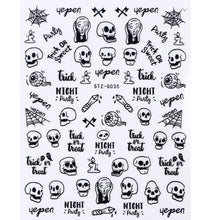 Load image into Gallery viewer, Halloween Nail Art Sticker Skull Bone Clown Pumpkin Sliders Snake Anime Cartoon Spider Decals Manicure Decor SASTZCS050-057
