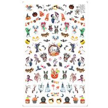 Load image into Gallery viewer, Halloween Nail Art Sticker Skull Bone Clown Pumpkin Sliders Snake Anime Cartoon Spider Decals Manicure Decor SASTZCS050-057
