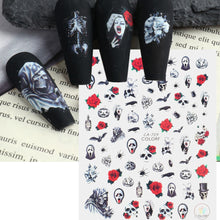 Load image into Gallery viewer, Halloween Nail Art Sticker Skull Bone Clown Pumpkin Sliders Snake Anime Cartoon Spider Decals Manicure Decor SASTZCS050-057
