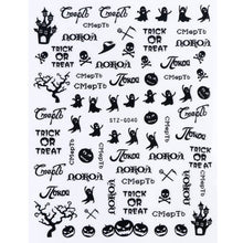 Load image into Gallery viewer, Halloween Nail Art Sticker Skull Bone Clown Pumpkin Sliders Snake Anime Cartoon Spider Decals Manicure Decor SASTZCS050-057
