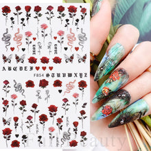 Load image into Gallery viewer, Halloween Nail Art Sticker Skull Bone Clown Pumpkin Sliders Snake Anime Cartoon Spider Decals Manicure Decor SASTZCS050-057
