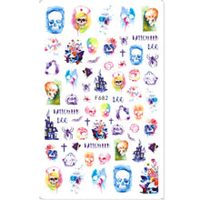 Load image into Gallery viewer, Halloween Nail Art Sticker Skull Bone Clown Pumpkin Sliders Snake Anime Cartoon Spider Decals Manicure Decor SASTZCS050-057
