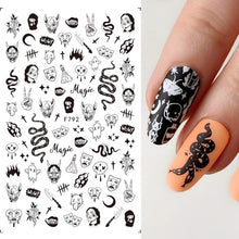 Load image into Gallery viewer, Halloween Nail Art Sticker Skull Bone Clown Pumpkin Sliders Snake Anime Cartoon Spider Decals Manicure Decor SASTZCS050-057
