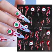 Load image into Gallery viewer, Halloween Nails Acrylic Sticker Realistic Eyes Bone Spider 5D Embossed Sliders Gel Polish Engraved Decal Tips Decor CHSTZ-5D60

