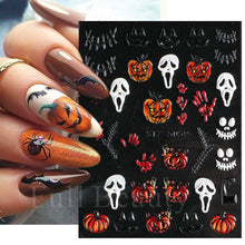 Load image into Gallery viewer, Halloween Nails Acrylic Sticker Realistic Eyes Bone Spider 5D Embossed Sliders Gel Polish Engraved Decal Tips Decor CHSTZ-5D60
