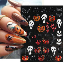 Load image into Gallery viewer, Halloween Nails Acrylic Sticker Realistic Eyes Bone Spider 5D Embossed Sliders Gel Polish Engraved Decal Tips Decor CHSTZ-5D60
