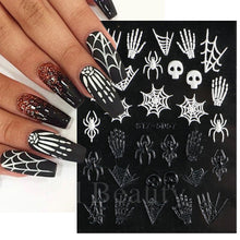 Load image into Gallery viewer, Halloween Nails Acrylic Sticker Realistic Eyes Bone Spider 5D Embossed Sliders Gel Polish Engraved Decal Tips Decor CHSTZ-5D60
