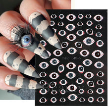 Load image into Gallery viewer, Halloween Nails Acrylic Sticker Realistic Eyes Bone Spider 5D Embossed Sliders Gel Polish Engraved Decal Tips Decor CHSTZ-5D60
