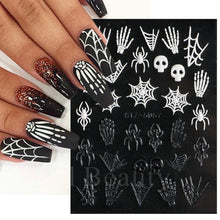 Load image into Gallery viewer, Halloween Nails Acrylic Sticker Realistic Eyes Bone Spider 5D Embossed Sliders Gel Polish Engraved Decal Tips Decor CHSTZ-5D60
