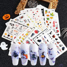 Load image into Gallery viewer, Halloween Series Nail Stickers Set Cute Pumpkin Skull Transfer Sliders For Nails Watermark Temporary Tattoos Decals CHSTZ856-879
