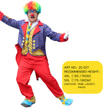 Load image into Gallery viewer, Halloween men costumes Funny Circus  Naughty Harlequin Uniform men costume Fancy Dress Cosplay for adult Men Women Clown Costume
