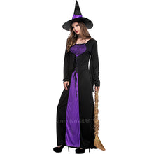 Load image into Gallery viewer, Halloween Witch Vampire Costumes for Women Adult Scary Purple Carnival Party Performance Drama Masquerade Clothing with Hat

