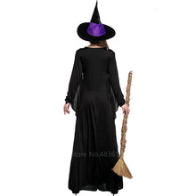 Load image into Gallery viewer, Halloween Witch Vampire Costumes for Women Adult Scary Purple Carnival Party Performance Drama Masquerade Clothing with Hat
