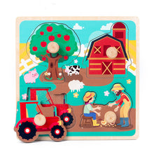 Load image into Gallery viewer, Hand Grab Board Puzzle Wooden Toys For Children Cartoon Animal Fruit Wood Jigsaw Kids Baby Early Educational Toy Hot Sell
