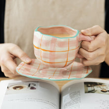 Load image into Gallery viewer, Hand-painted Flower Ceramic Coffee Cup Home Office Mug With Saucer Breakfast Milk Juice Tea Handle Cup Gift Microwave Safe
