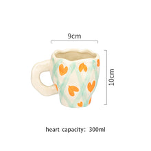 Load image into Gallery viewer, Hand-painted Flower Ceramic Coffee Cup Home Office Mug With Saucer Breakfast Milk Juice Tea Handle Cup Gift Microwave Safe
