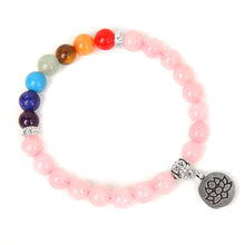 Load image into Gallery viewer, Handmade Natural Stone Lotus Ohm Buddha Beads Bracelet Pink Zebra Stone Lotus Charm Bracelet for Women Men Yoga  Jewelry Gifts

