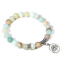 Load image into Gallery viewer, Handmade Natural Stone Lotus Ohm Buddha Beads Bracelet Pink Zebra Stone Lotus Charm Bracelet for Women Men Yoga  Jewelry Gifts
