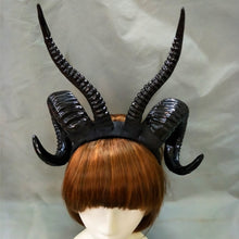 Load image into Gallery viewer, Handmade Witch Gothic Lolita Sheep Horn Headband Hairband Accessory Cosplay Halloween Headwear Prop
