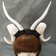 Load image into Gallery viewer, Handmade Witch Gothic Lolita Sheep Horn Headband Hairband Accessory Cosplay Halloween Headwear Prop
