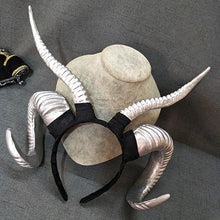 Load image into Gallery viewer, Handmade Witch Gothic Lolita Sheep Horn Headband Hairband Accessory Cosplay Halloween Headwear Prop
